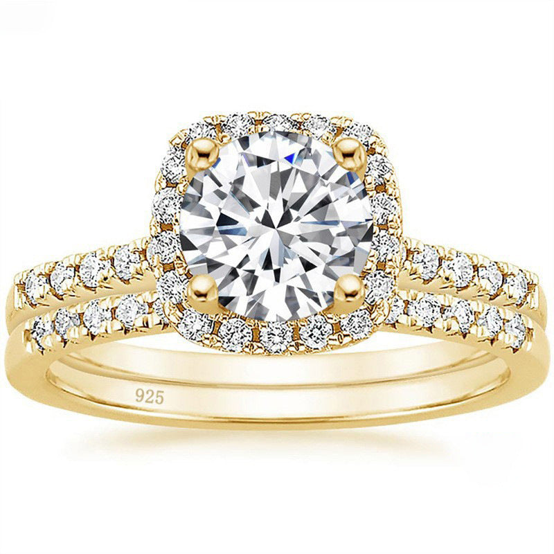 925er Ring mit eingelegtem, rundem 7-mm-Zirkon-Diamanten