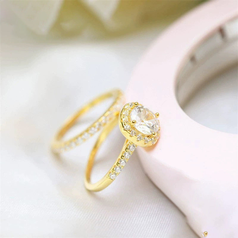 925er Ring mit eingelegtem, rundem 7-mm-Zirkon-Diamanten