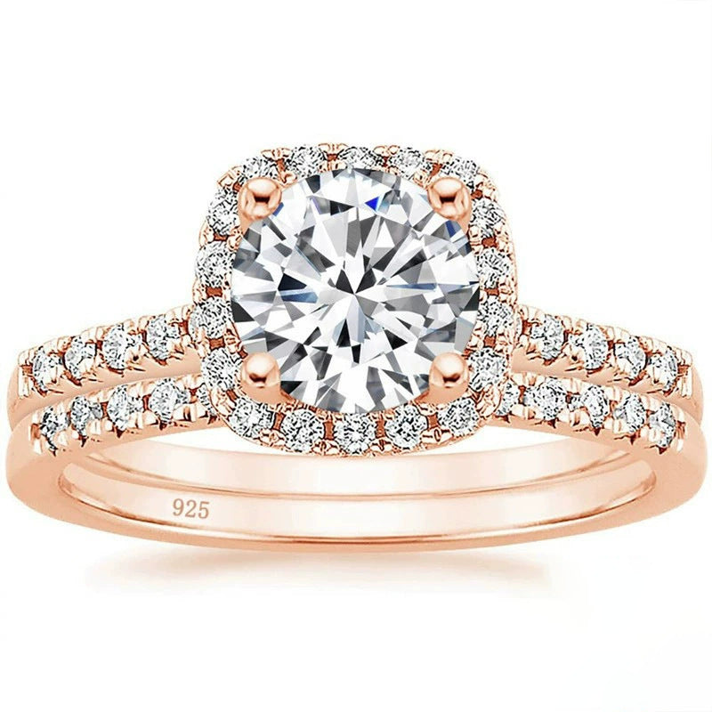 925er Ring mit eingelegtem, rundem 7-mm-Zirkon-Diamanten