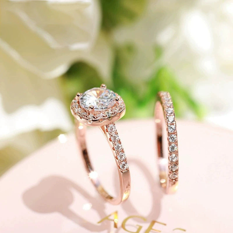 925er Ring mit eingelegtem, rundem 7-mm-Zirkon-Diamanten