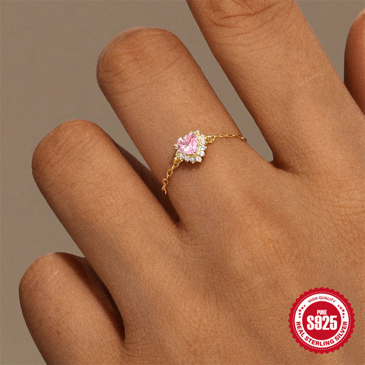 Liebes Herz in S925 Silber verstellbarer Fingerring